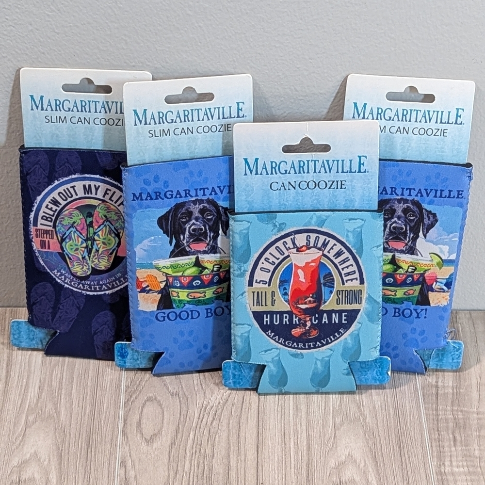 (4) New Margaritaville Can Coozies Regular And Slim Cans Jimmy Buffett